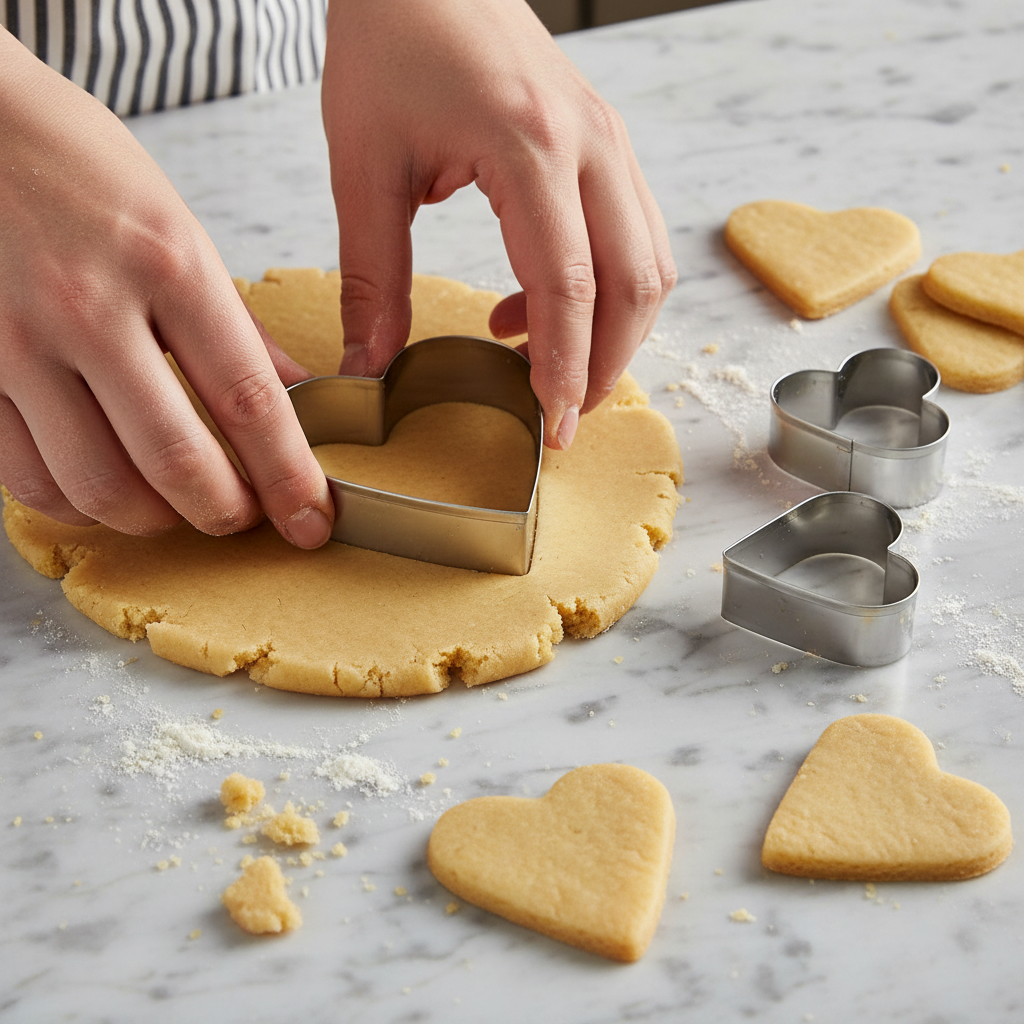 Découpe pâte à biscuit avec Emporte Piece Coeur