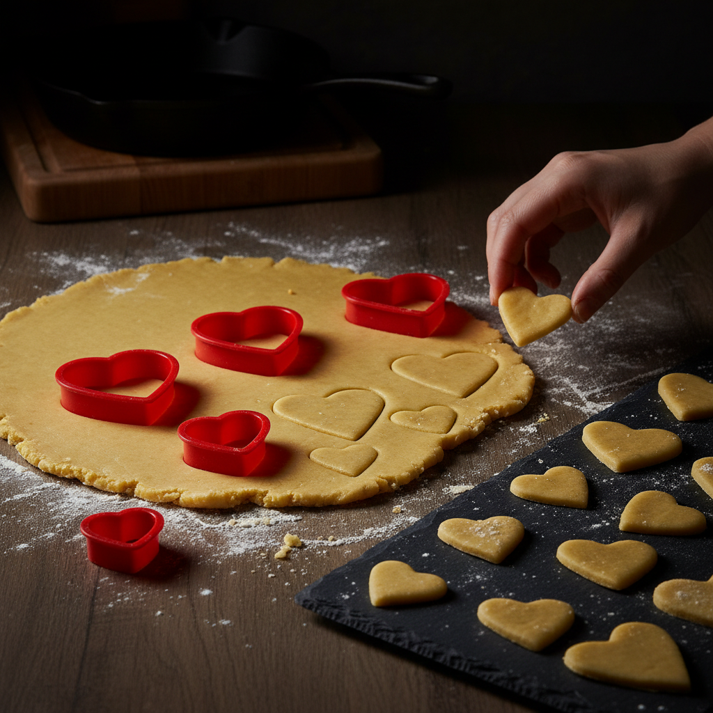 Emporte Piece Coeur avec biscuits plateau ardoise
