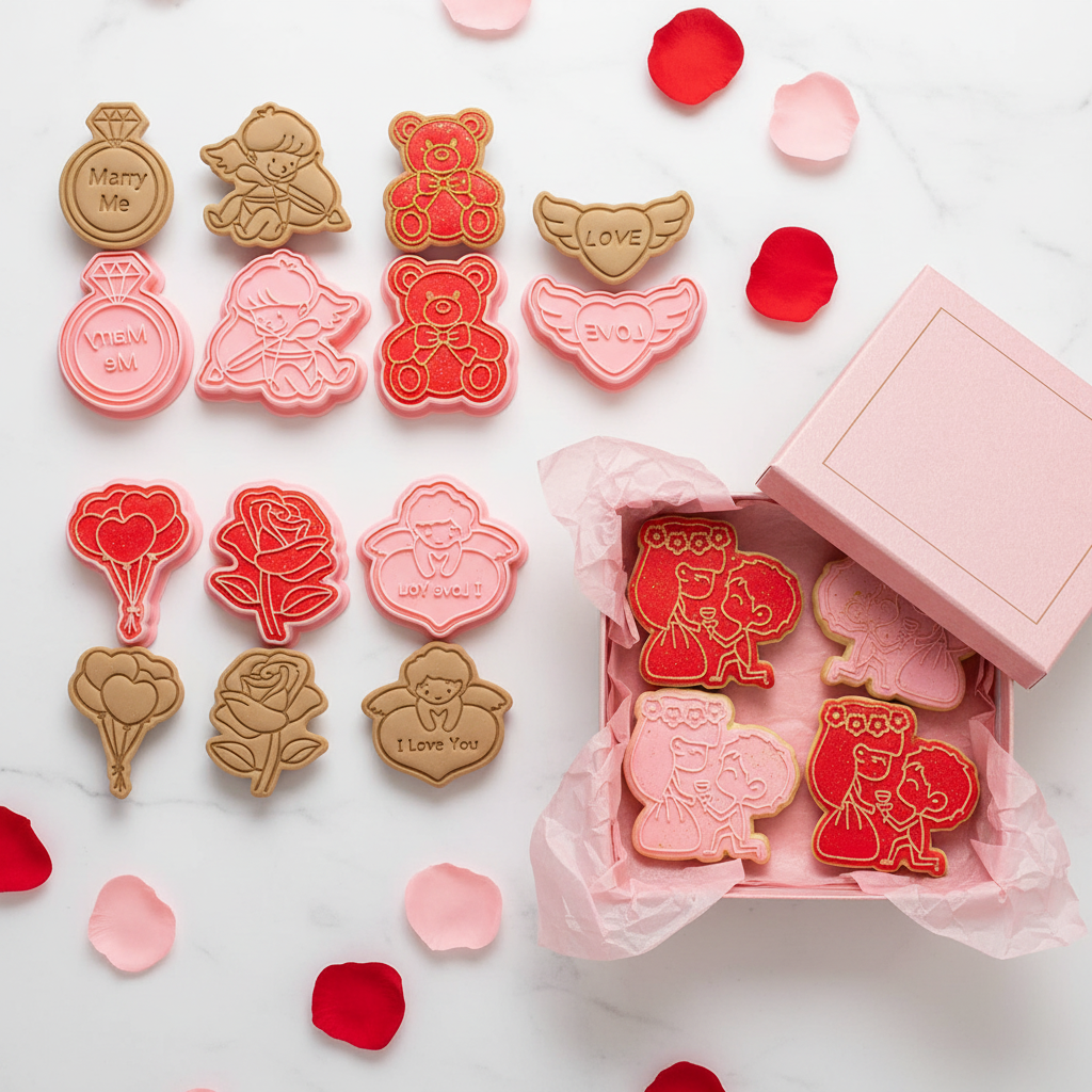 Emporte piece pour biscuits roses et boîte cadeau avec biscuits