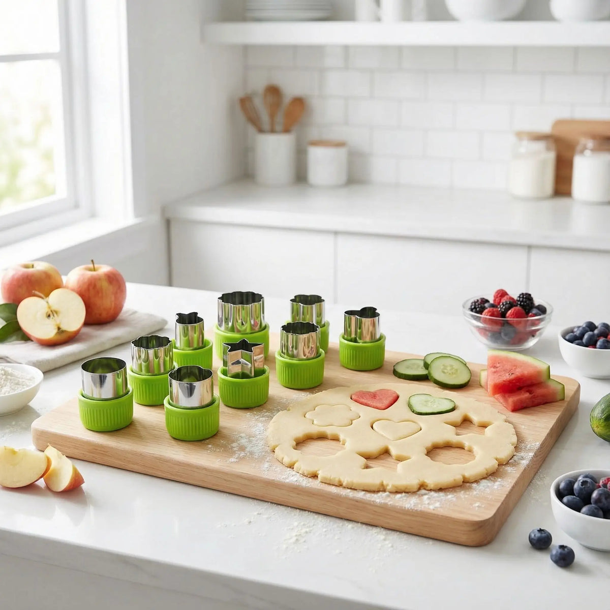 emporte-pièce professionnel sur planche bois dans cuisine aménagé