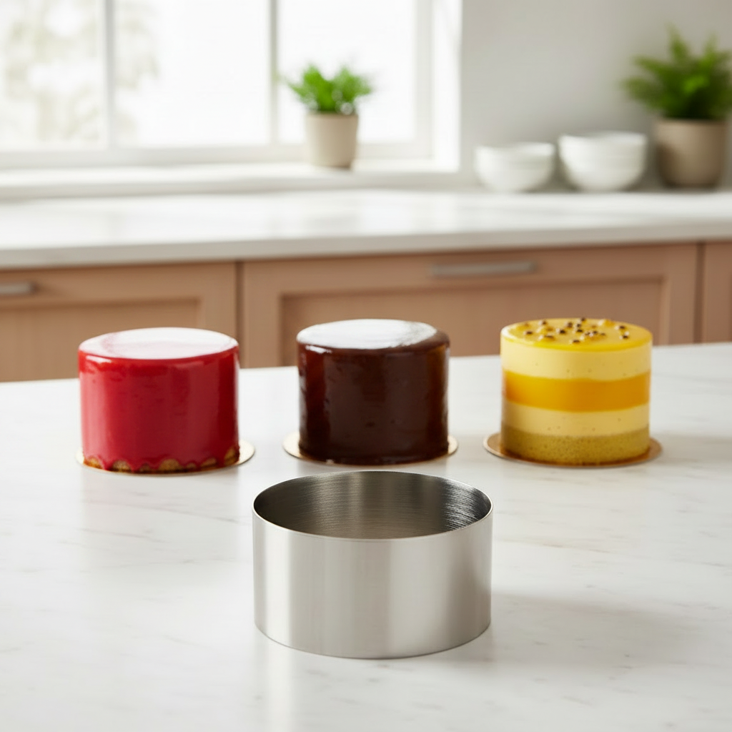 Entremets glacés avec Cercle à entremet sur marbre