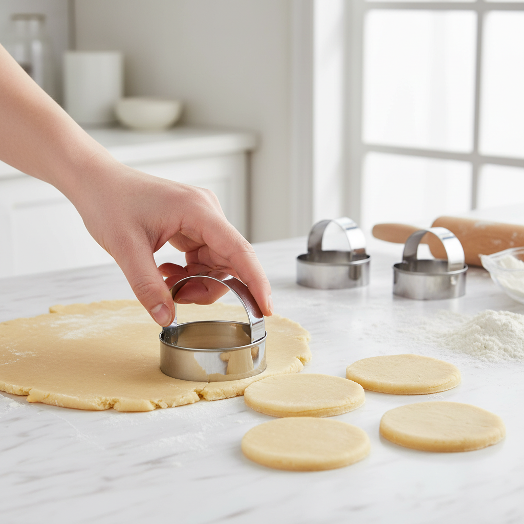 Femme utilisant la poignée emporte piece rond