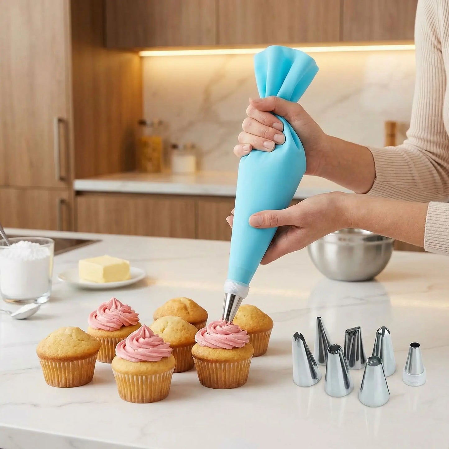 décoration muffin avec Poche a douille et embout