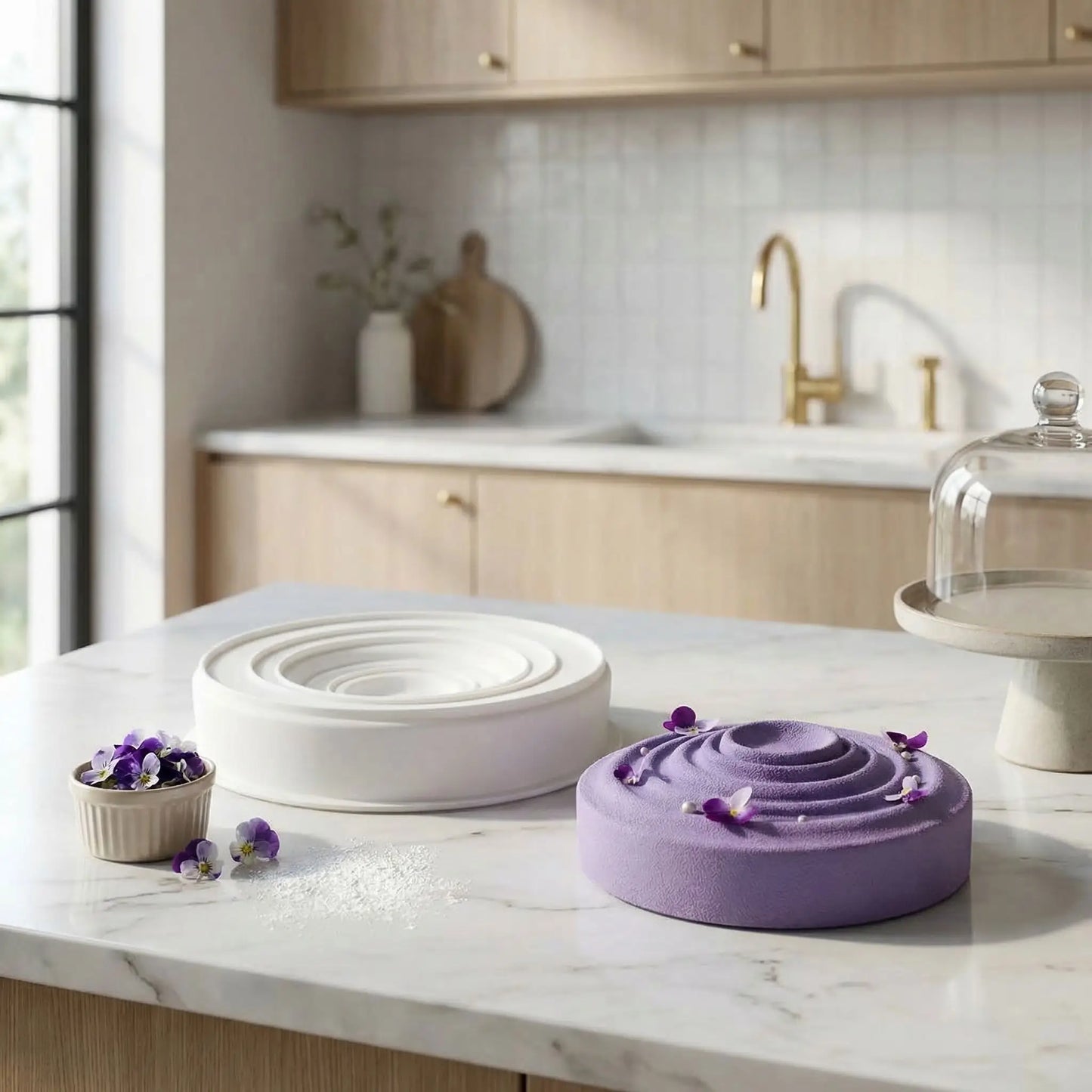 Moule silicone entremet posé sur table de cuisine