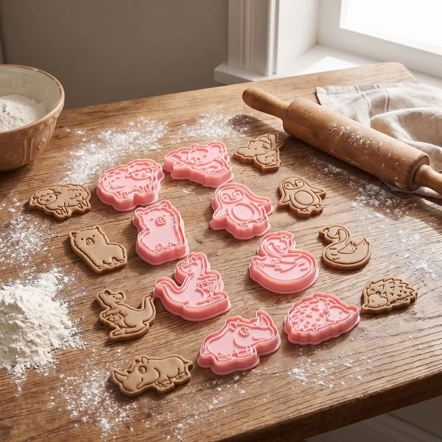 Emporte Piece Biscuit avec biscuit sur table en bois