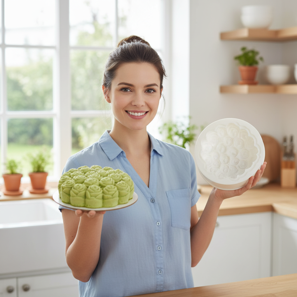 Femme portant Moule entremet dans ses mains