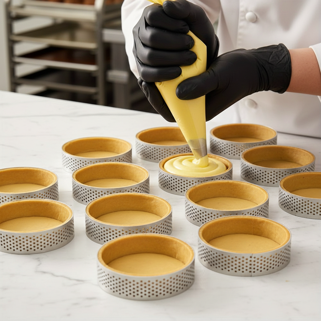 tartelettes garnies avec cercle tarte perforé