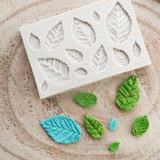 moule en silicone forme feuille vert bleu