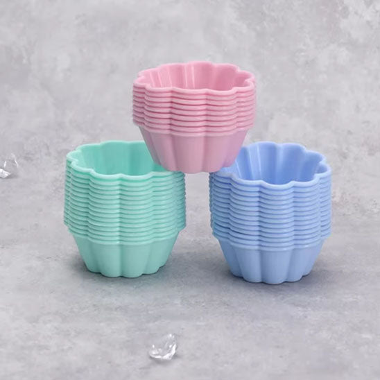 presentation moule a muffin couleur rose bleu turquoise