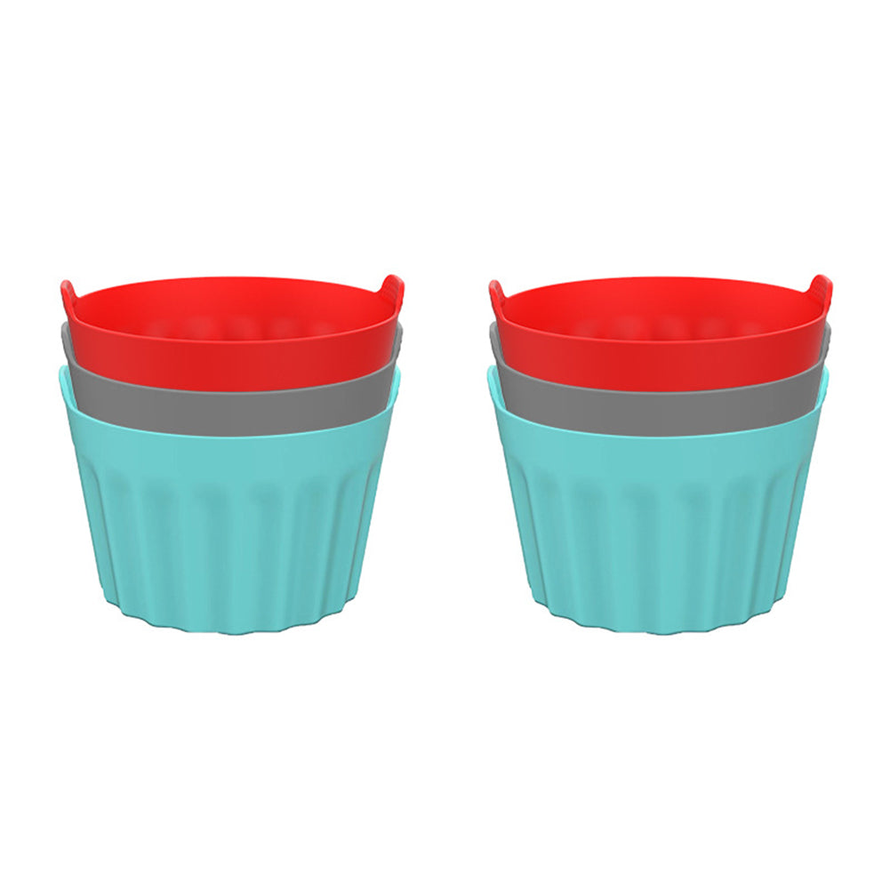 six piece moule muffin couleur bleu gris rouge