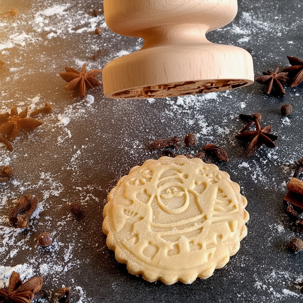 Emporte pièce noël Givré™ et biscuit sur table décoré