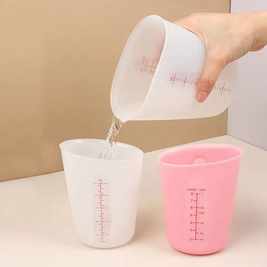 utilisation verre mesureur rose et blanc