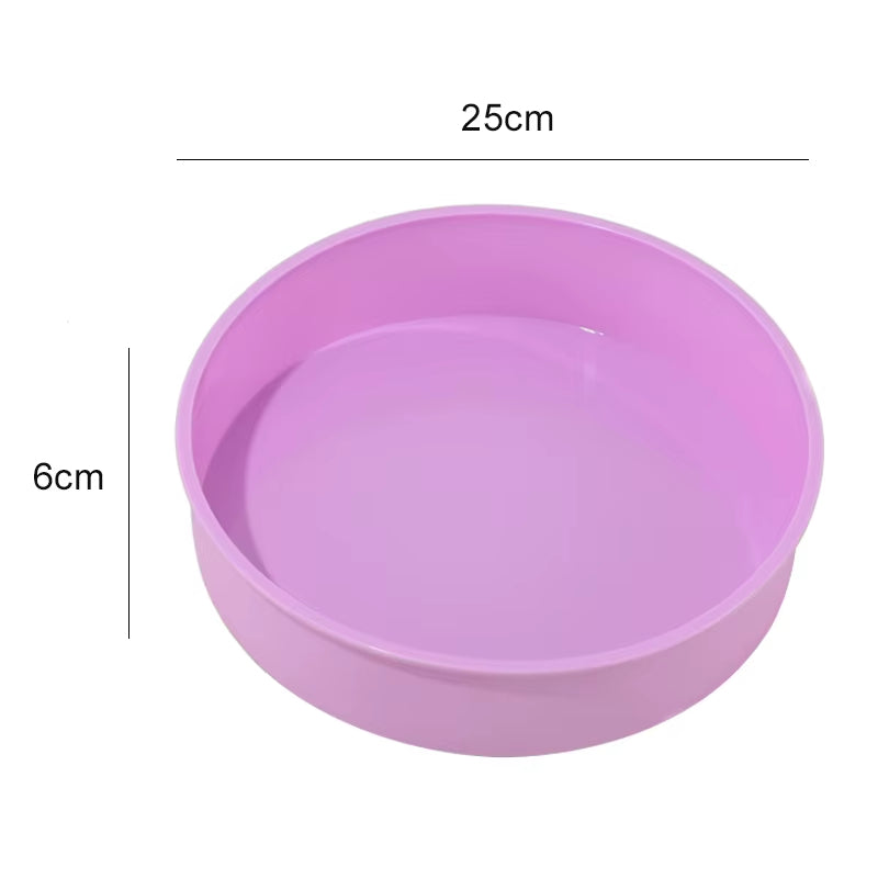 Moule en silicone rond violet 25cm hauteur 6cm dimensions