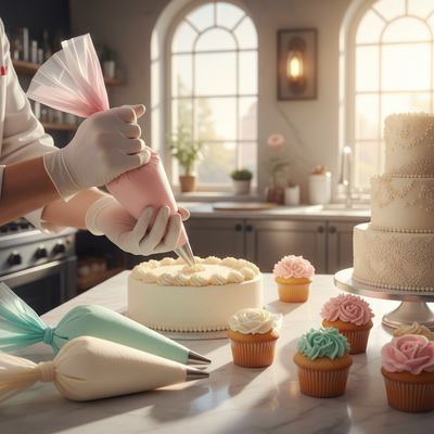 Décoration pâtisserie avec poche à douille