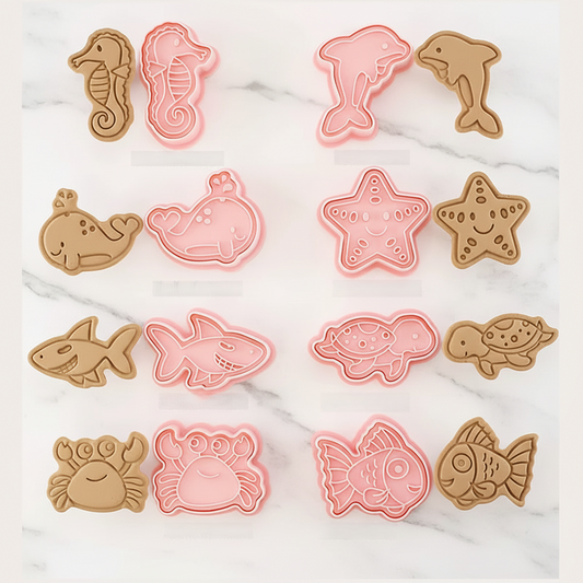 Emporte piece pour biscuits avec biscuit animaux mer 