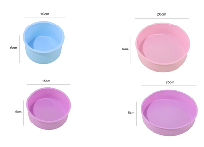 Moule en silicone rond 4 tailles bleu violet rose