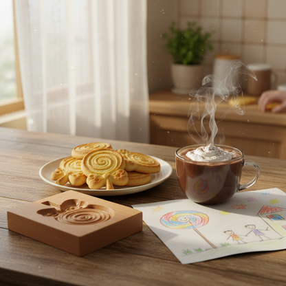 Emporte piece patisserie originaux et biscuit sur table avec chocolat 