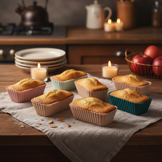 Moule à cupcakes et muffin sur table bois 