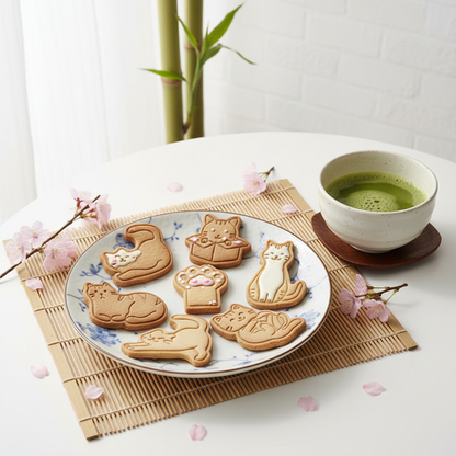 Emporte piece pour biscuit avec biscuits chat matcha