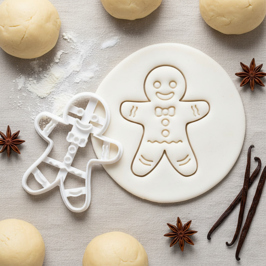 Emporte piece forme bonhomme noël avec pâte biscuit 