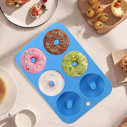 Moule donuts silicone 6 cavités avec beignets dorés démoulage parfait