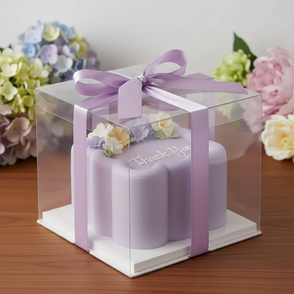 Bento cakes carré violet en coffret cadeau