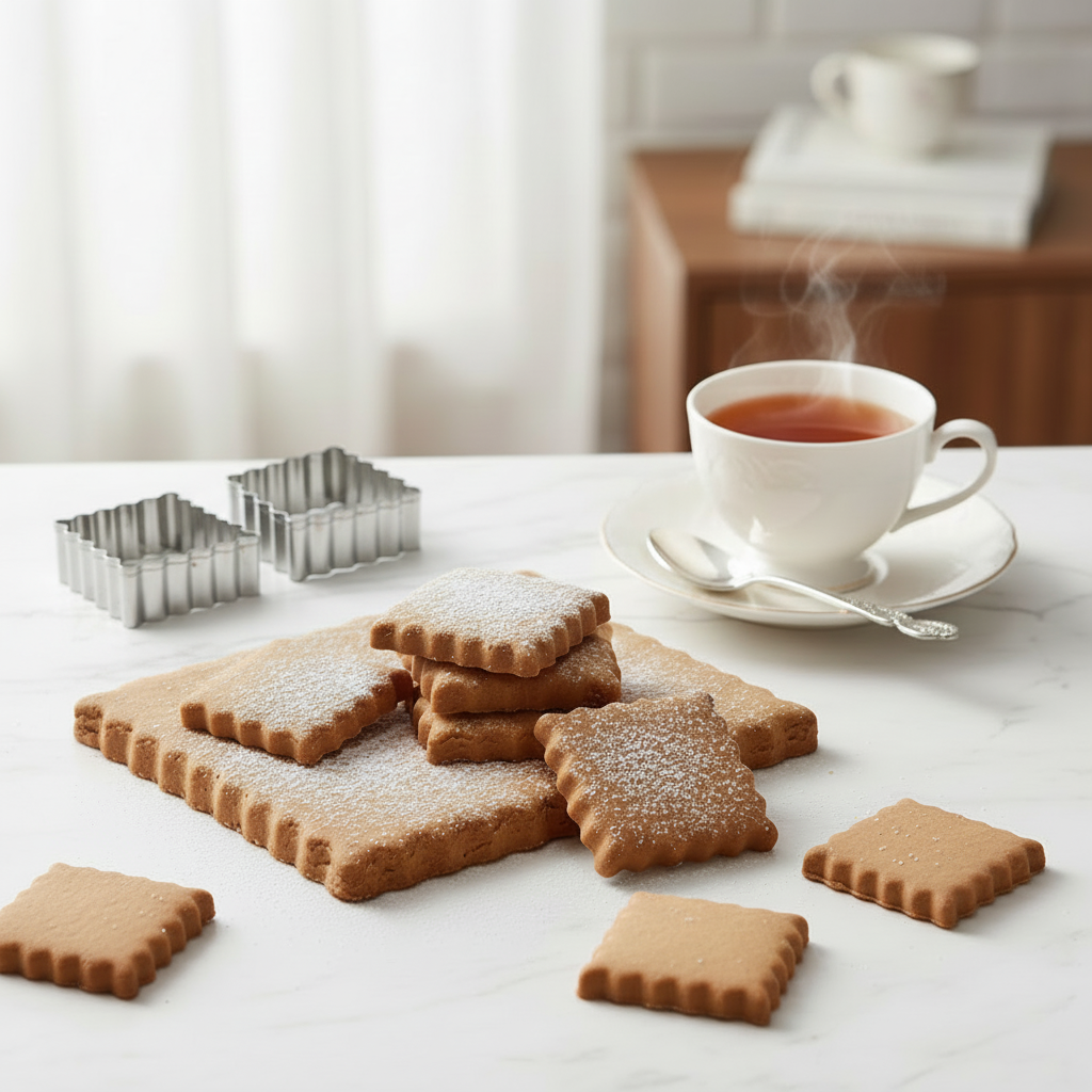 Biscuits carrés avec Emporte piece carré sur table
