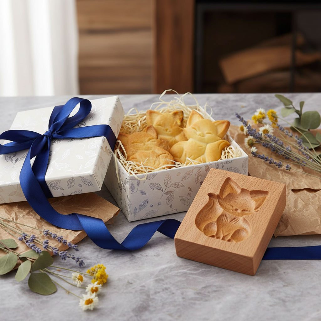 Boîte cadeau avec biscuits renard et emporte piece originaux 