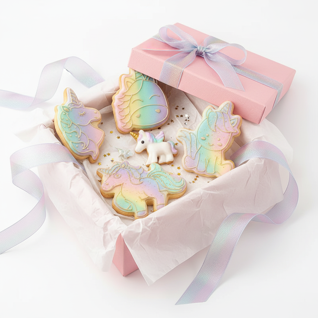 Boîte cadeau licorne biscuits avec Emporte piece pour biscuits