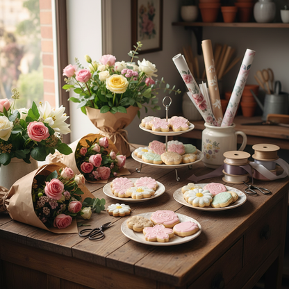 Biscuits avec Emporte Piece Fleur dans boutique fleuriste 