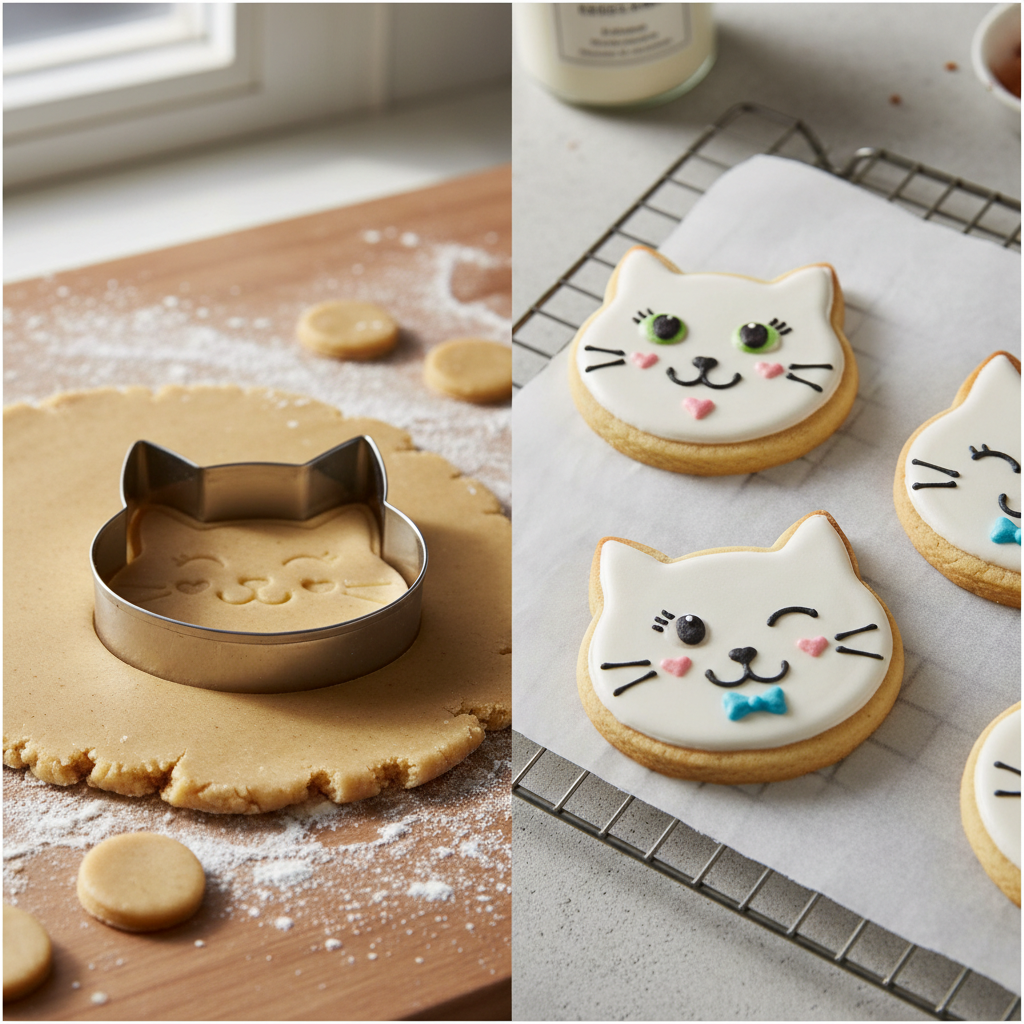 Emporte piece patisserie avec biscuit sur plaque four