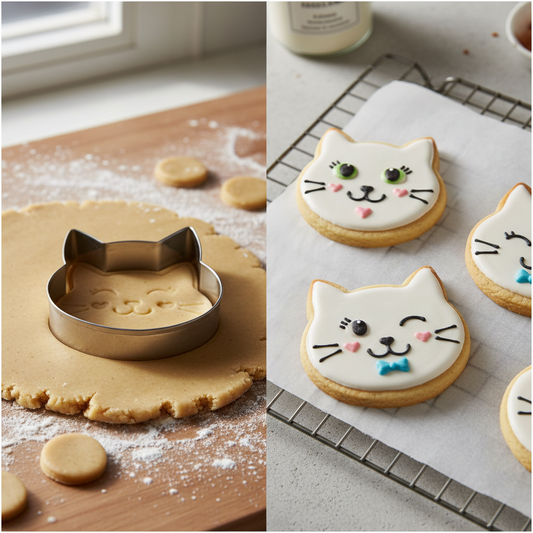 Emporte piece patisserie avec biscuit sur plaque four