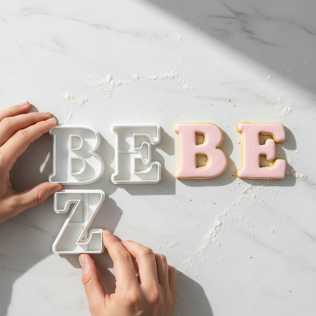 Composition BEBE avec Emporte piece en lettre et biscuit