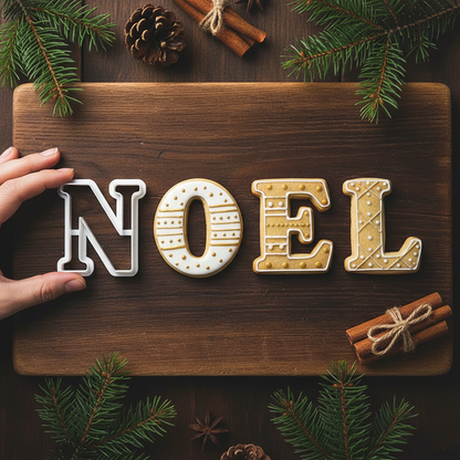 Composition NOEL avec Emporte piece en lettre