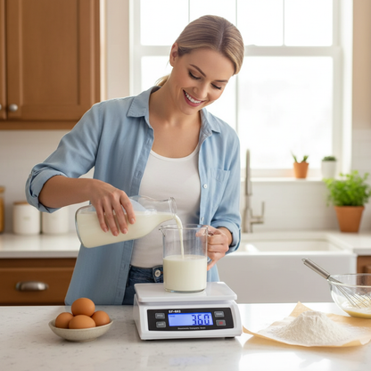 Pesée lait avec Balance pour patisserie version blanche