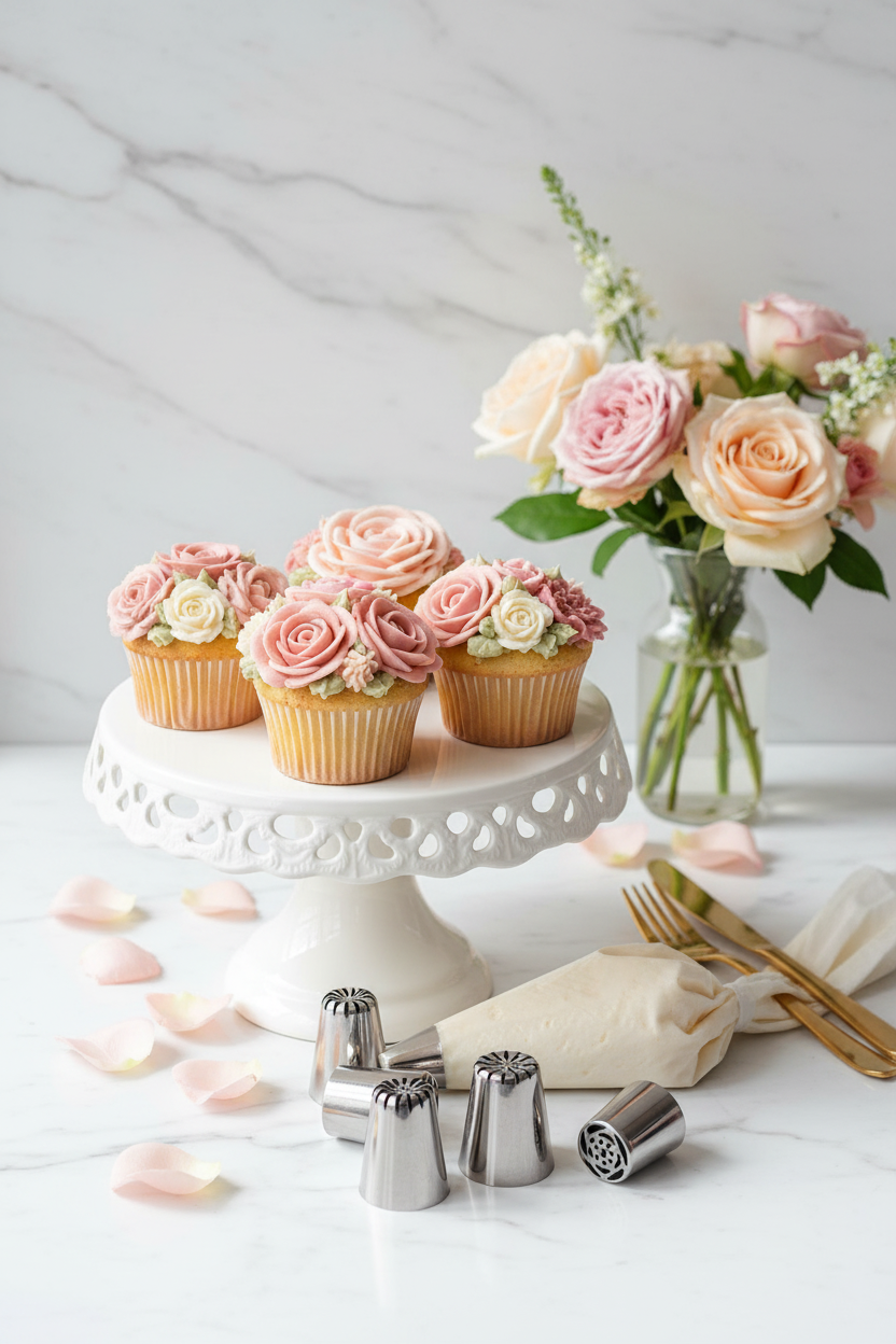 Douilles pâtisseries sur table  