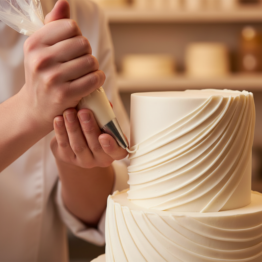 Décoration de gâteau avec effet drapé avec Douille pâtisserie professionnelle