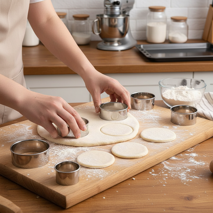 Découpe pâte biscuit avec emporte piece rond