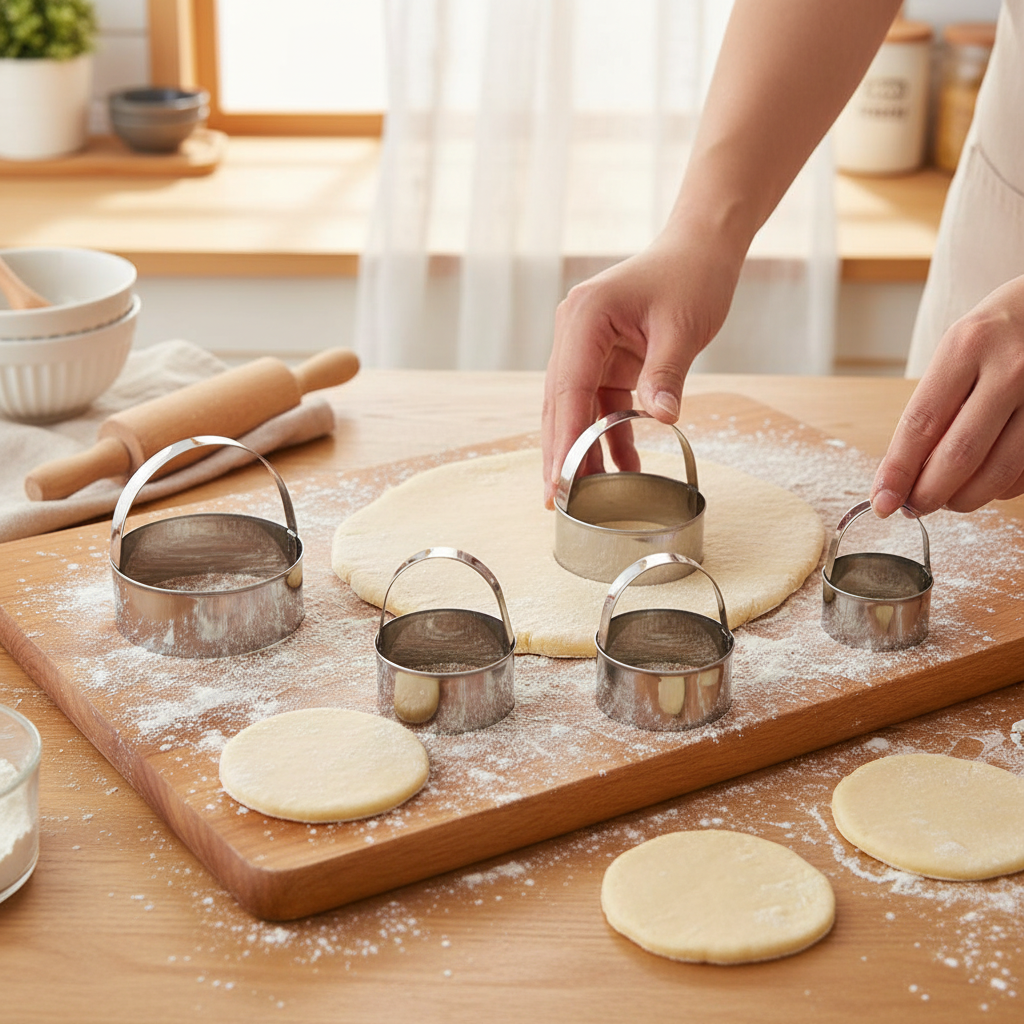 Découpe pâte avec emporte piece rond doté de poignée ergonomique
