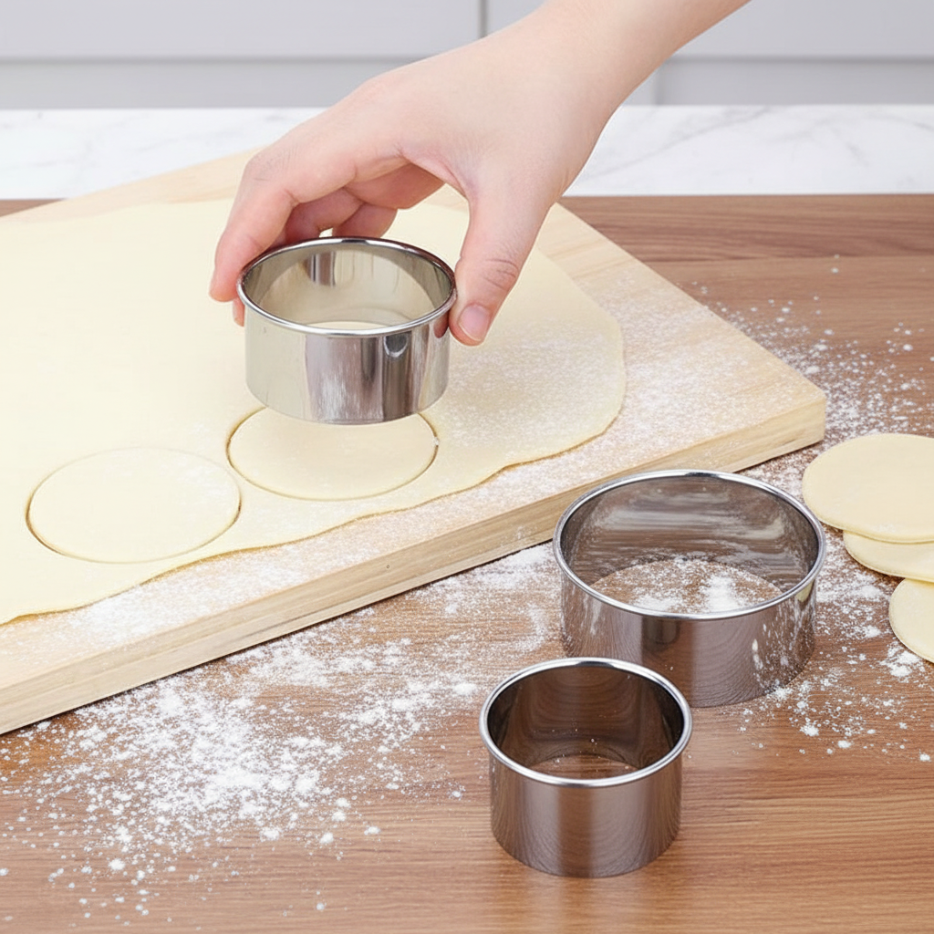 Découpe pâte biscuit avec emporte piece rond 