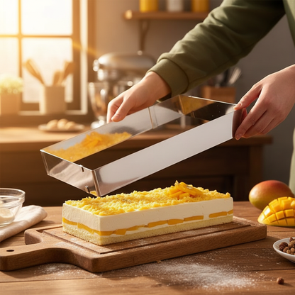 Démoulage entremet avec Moule rectangulaire gateau Flexiframe™