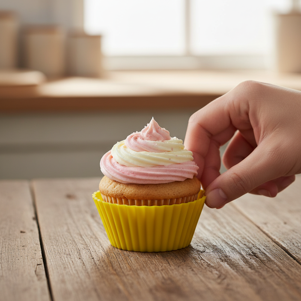 Démoulage cupcake glacé dans Moules a cupcakes