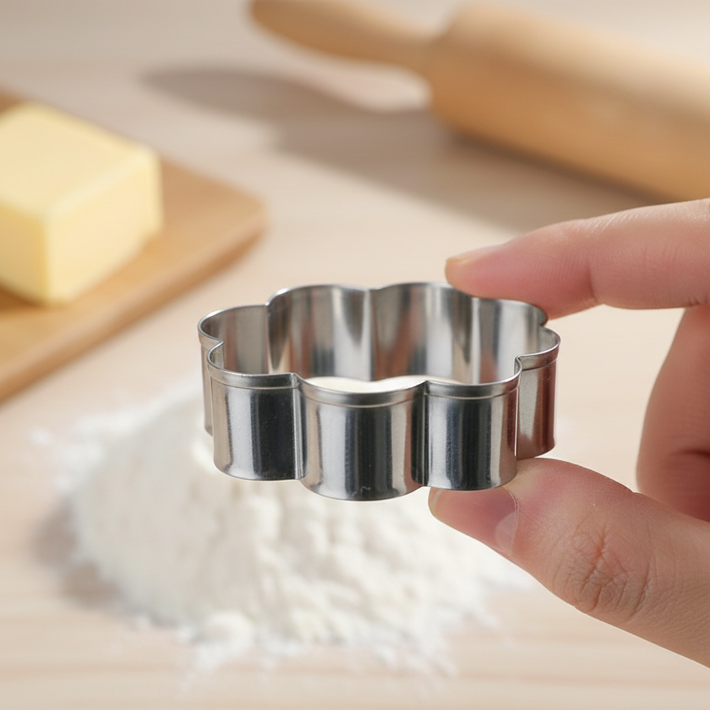 main portant Emporte Piece Fleur en acier inoxydable