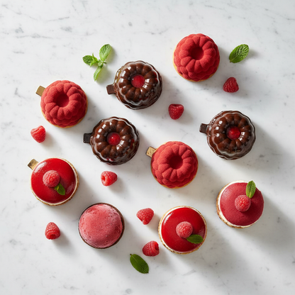 Desserts variés moule silicone framboises