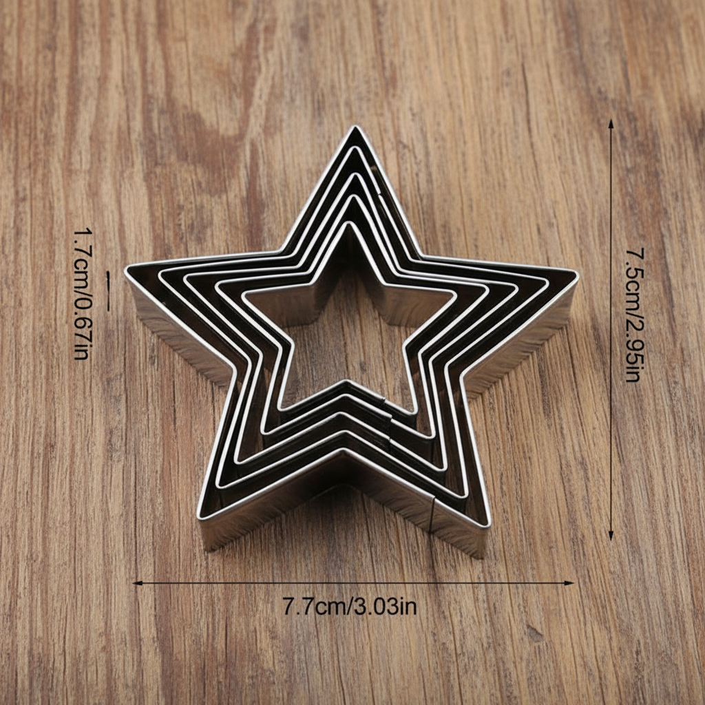 Dimensions Emporte Piece Etoile sur table brune 