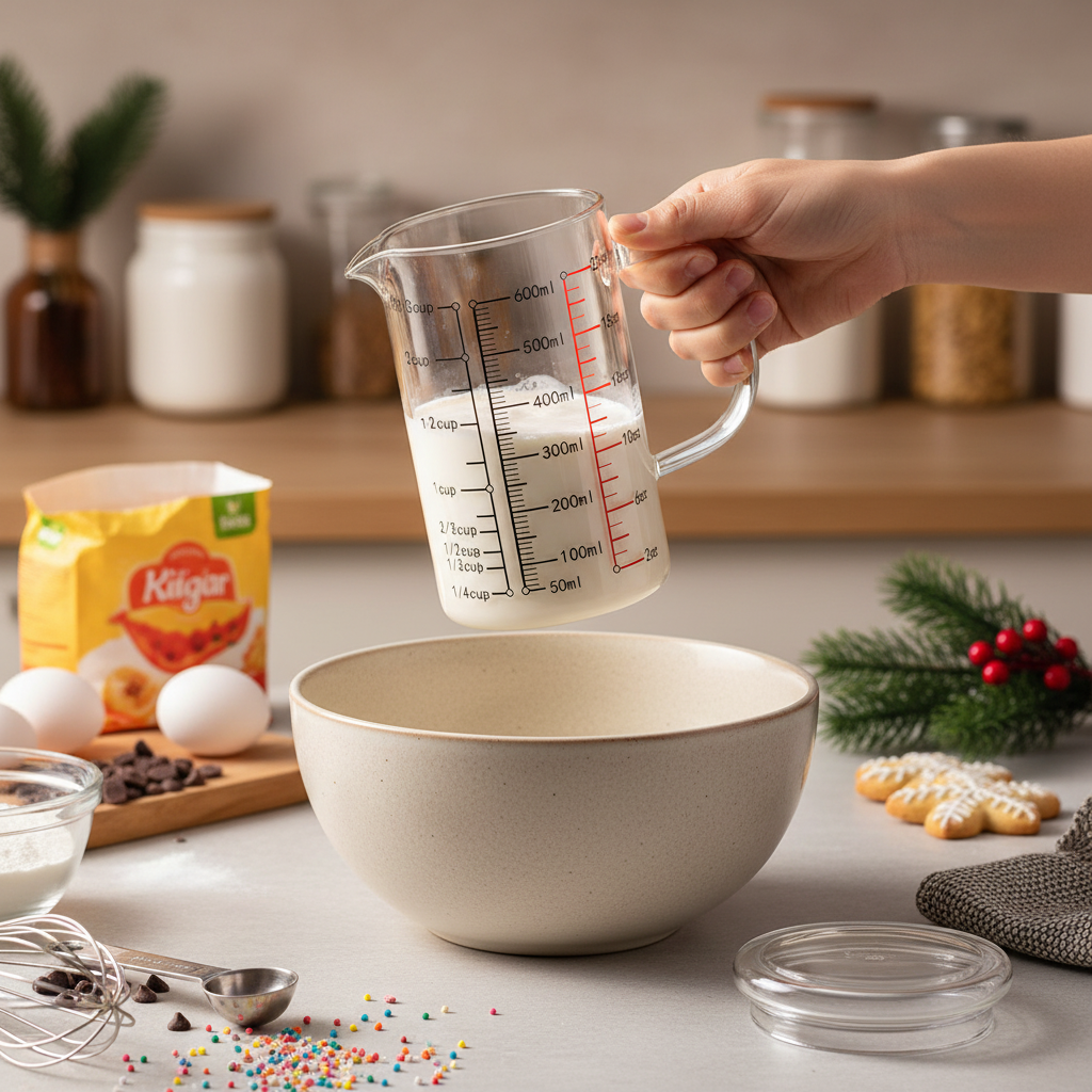 Doseur en verre 1000ml tenu en main