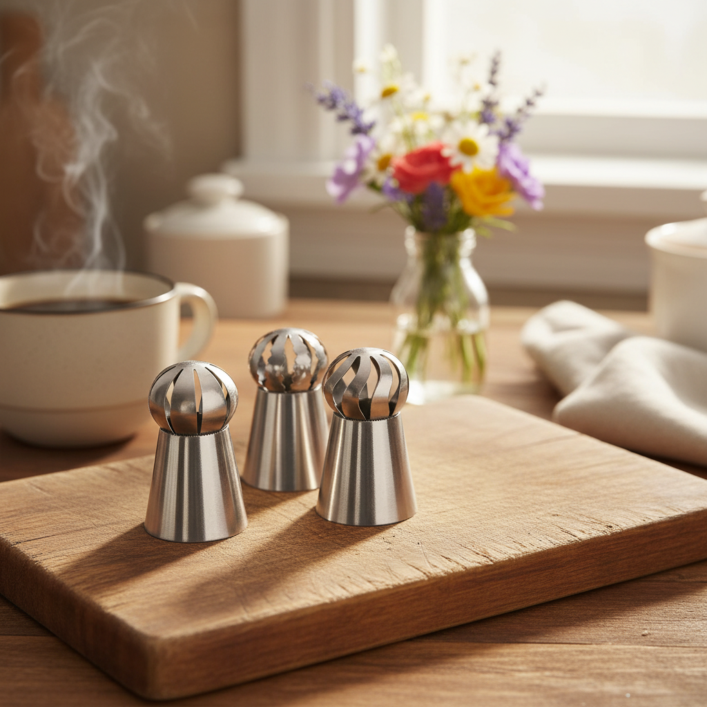 Douilles pâtisserie sur table de cuisine avec thé