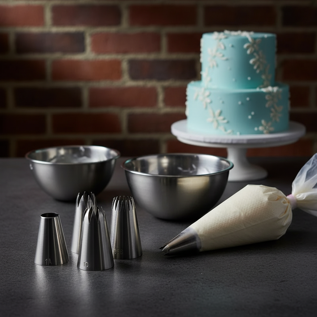 Douille patisserie posé sur table noir