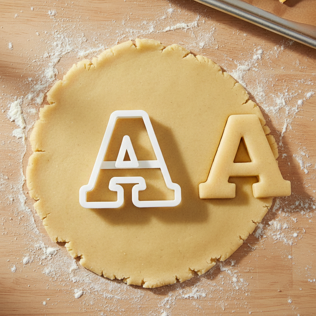 Emporte piece en lettre A sur pâte biscuit 