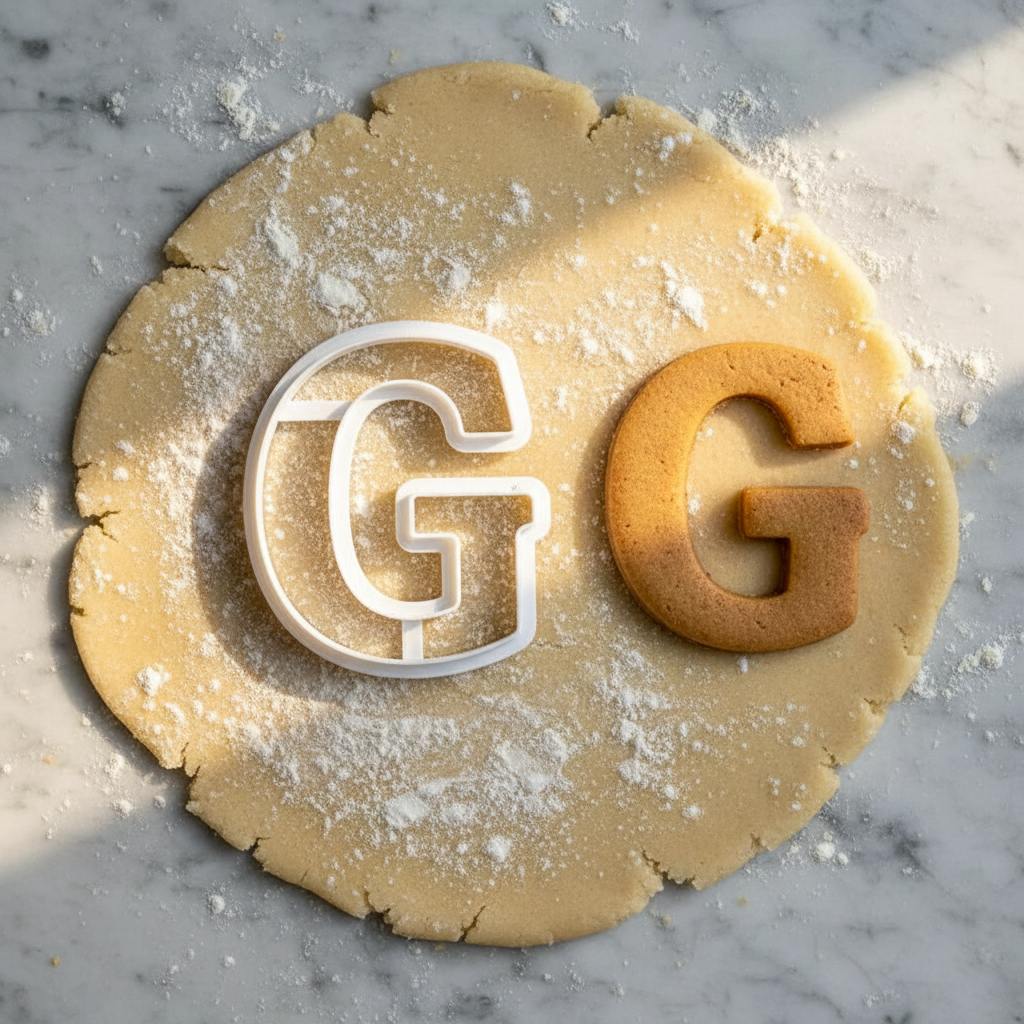 Emporte piece en lettre G sur pâte biscuit 